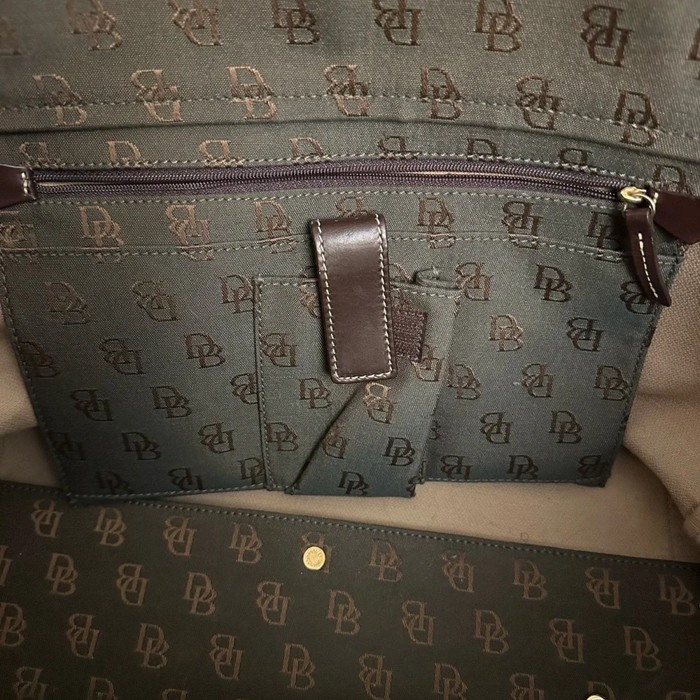 Dooney & Bourke Olive and Brown Monogram Tote/Laptop/Computer Bag/Tote